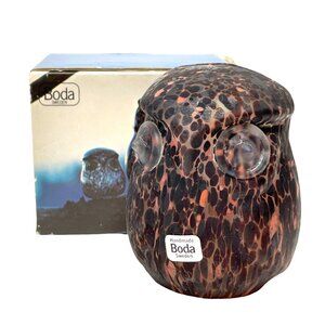 Bertil Vallien Boda Owls Handcrafted Art Glass Kosta Boda Birds 3” Vintage 70s